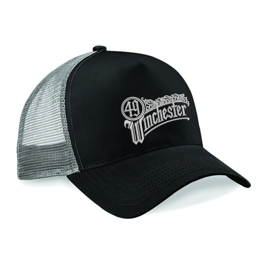 Black Embroidered Trucker Hat